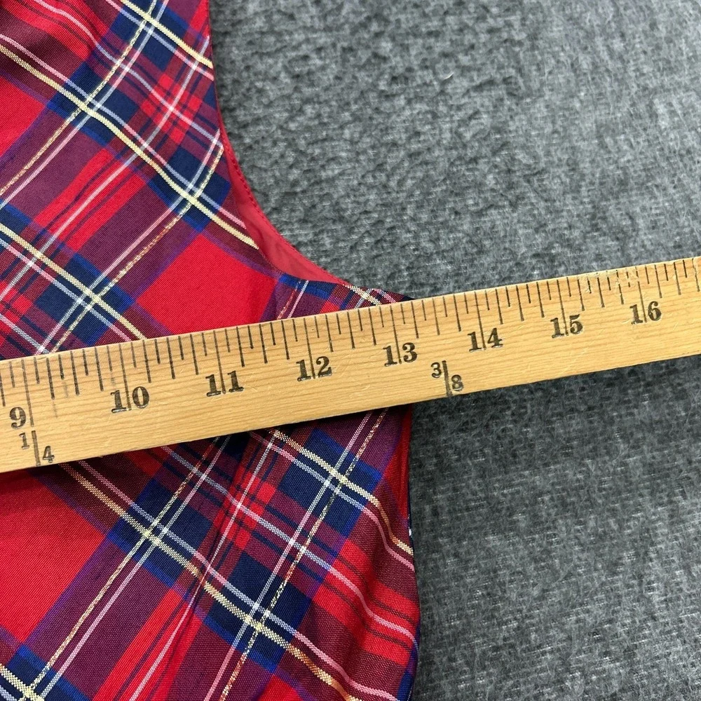American Girl Truly Me Girl's Red and Blue Pretty Plaid Christmas Dress Size 8